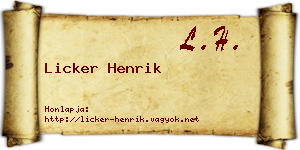 Licker Henrik névjegykártya
